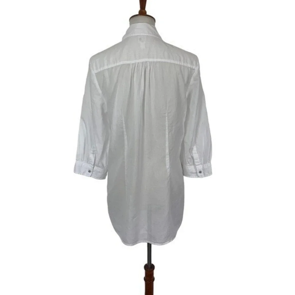 Edme And Esyllte White Button Down Blouse Puff Sleeves Boho Style 12 Tunic